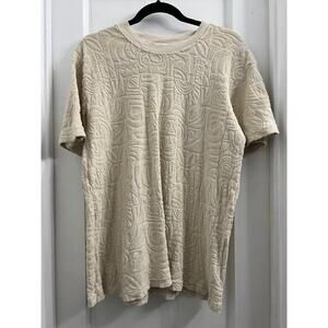 E.T.A. Textured Terry Cloth‎ Off White Short Sleeve T Shirt size Medium